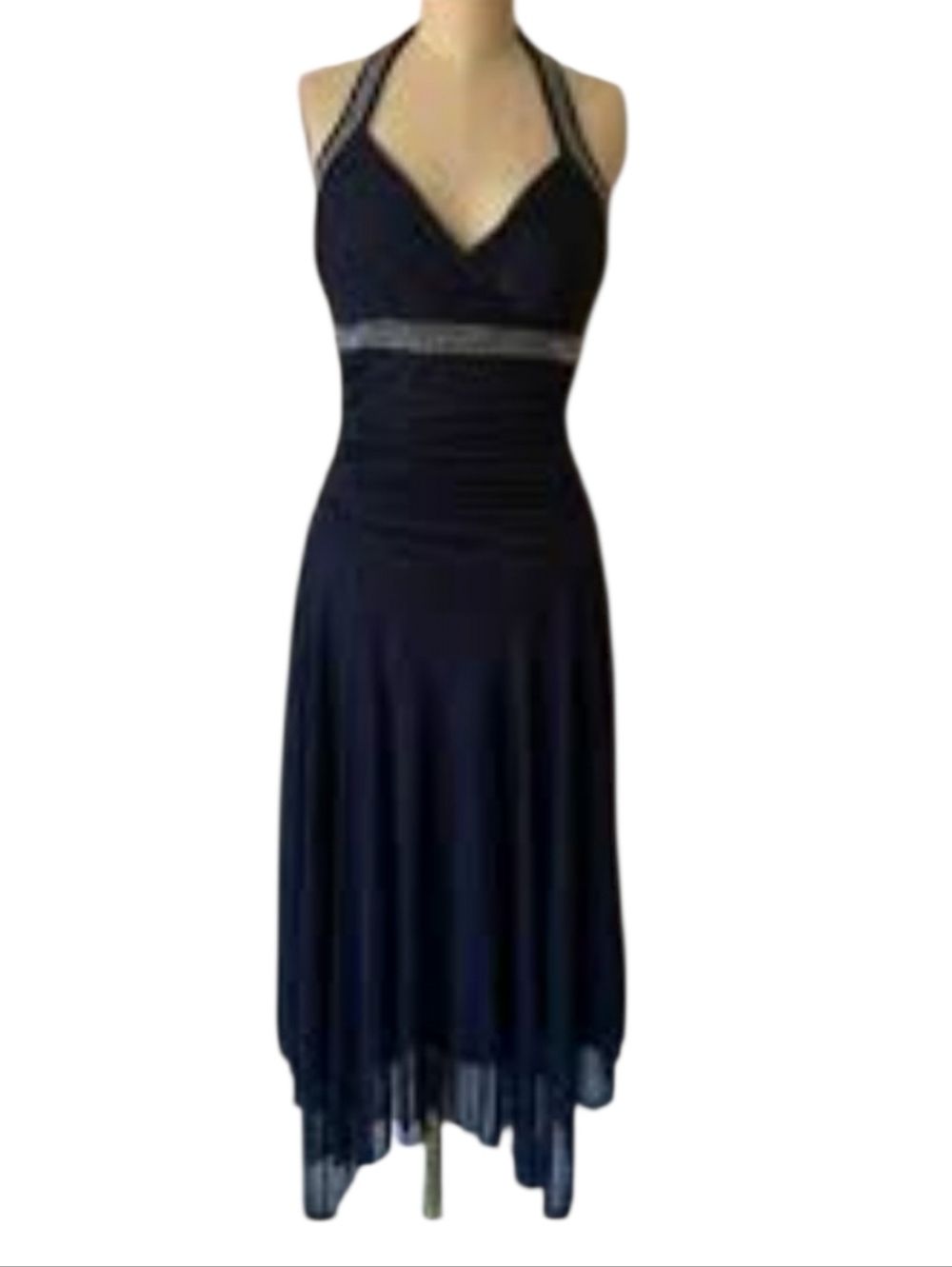 Trixxi Y2K Halter Formal Dress Womens Navy Blue Size Small